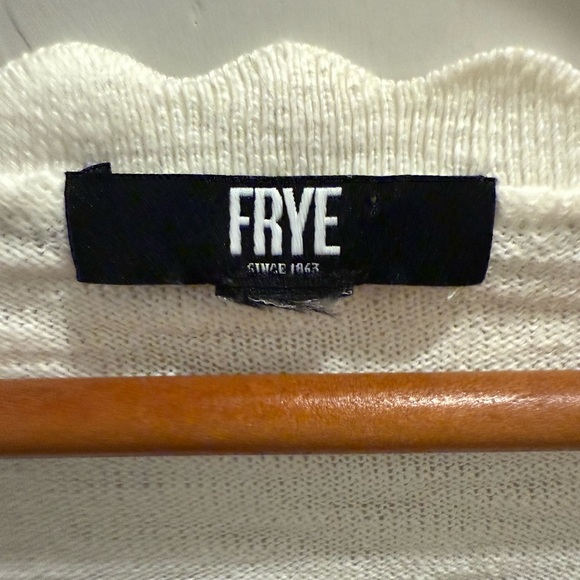 Frye Women's 100% Cotton Ivory Pointelle Button Down Lightweight Cardigan - Picture 3 of 4